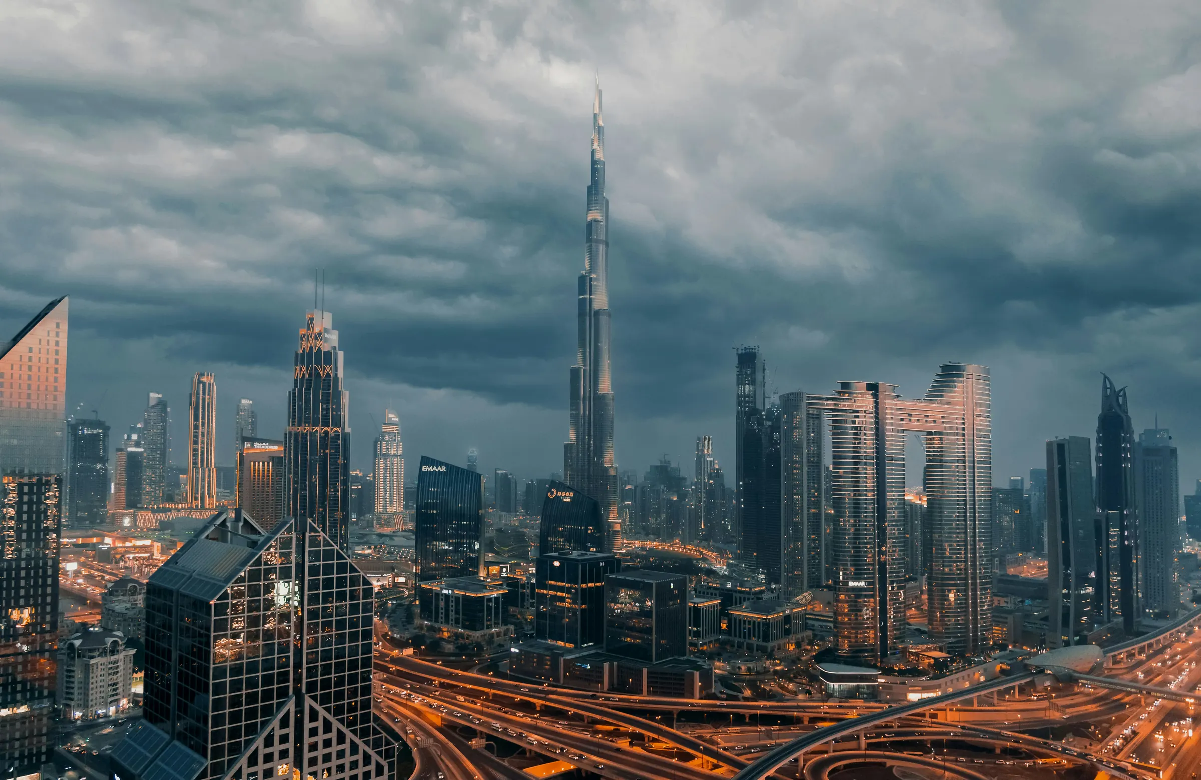 Downtown Dubai skyline at dusk