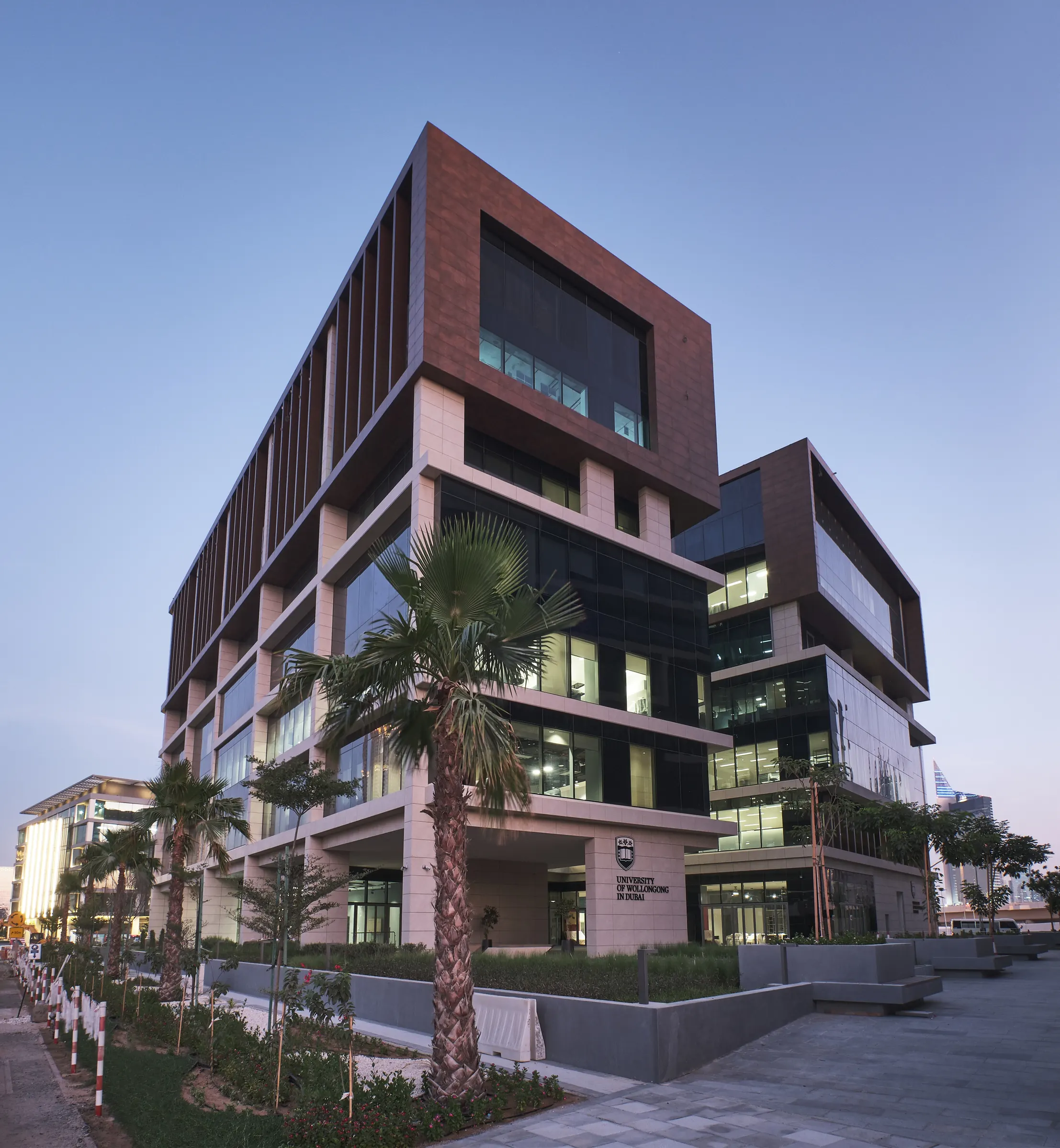 University of Wollongong in Dubai campus at dusk